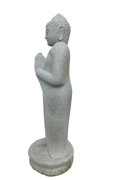 Artikelbild 5 des Artikels “Stehender Buddha aus Flussstein, Position Namaskara, H. 87cm. “